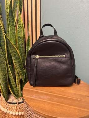 Fossil Megan Mini Black Pebbled Leather Backpack